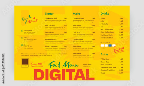 Restaurant menu template. social media marketing web banner template design. healthy food business online promotion flyer with abstract background, logo and icon. Sale cover.