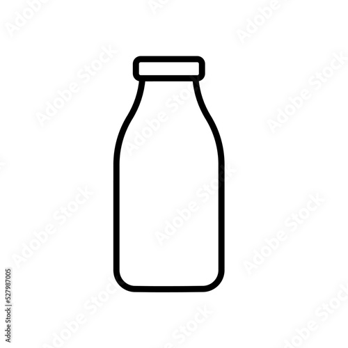 Black single milk bottle vector icon, simple outline natural food flat design pictogram