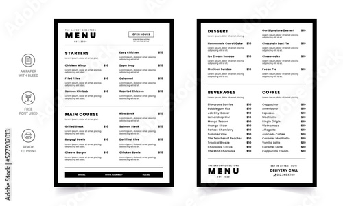 Restaurant menu template. social media marketing web banner template design. healthy food business online promotion flyer with abstract background, logo and icon. Sale cover.