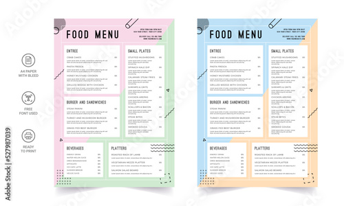 Restaurant menu template. social media marketing web banner template design. healthy food business online promotion flyer with abstract background, logo and icon. Sale cover.