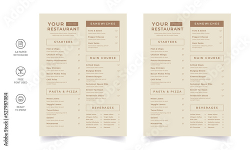 Restaurant menu template. social media marketing web banner template design. healthy food business online promotion flyer with abstract background, logo and icon. Sale cover.