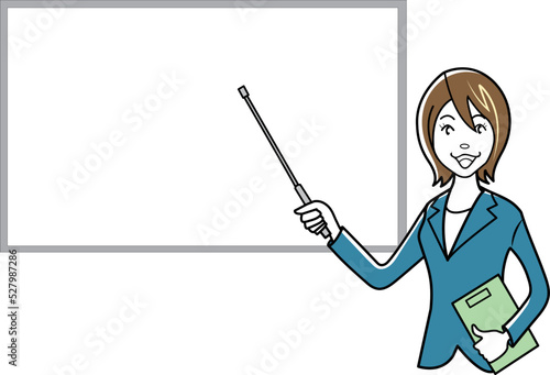 指示棒でプレゼンテーションをするビジネスウーマン