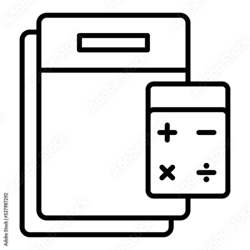 calculator icon and sheet of paper