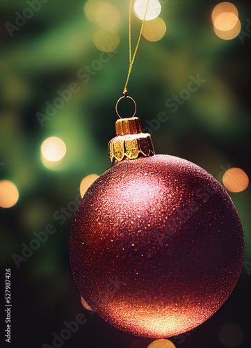 Christmas bauble on a christmas tree