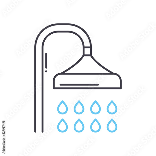 water shower line icon, outline symbol, vector illustration, concept sign