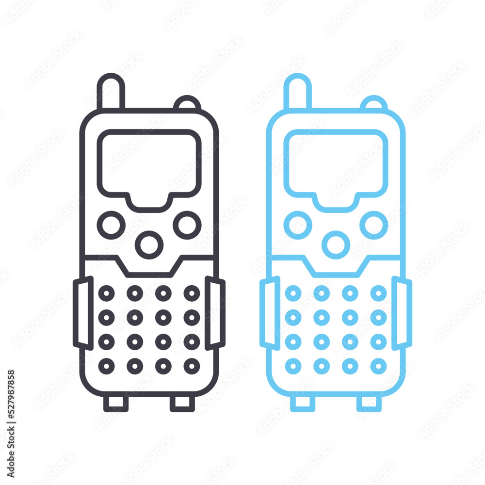 walkie talkie radio set line icon, outline symbol, vector illustration, concept sign walkie talkie radio set line icon, outline symbol, vector illustration, concept sign
