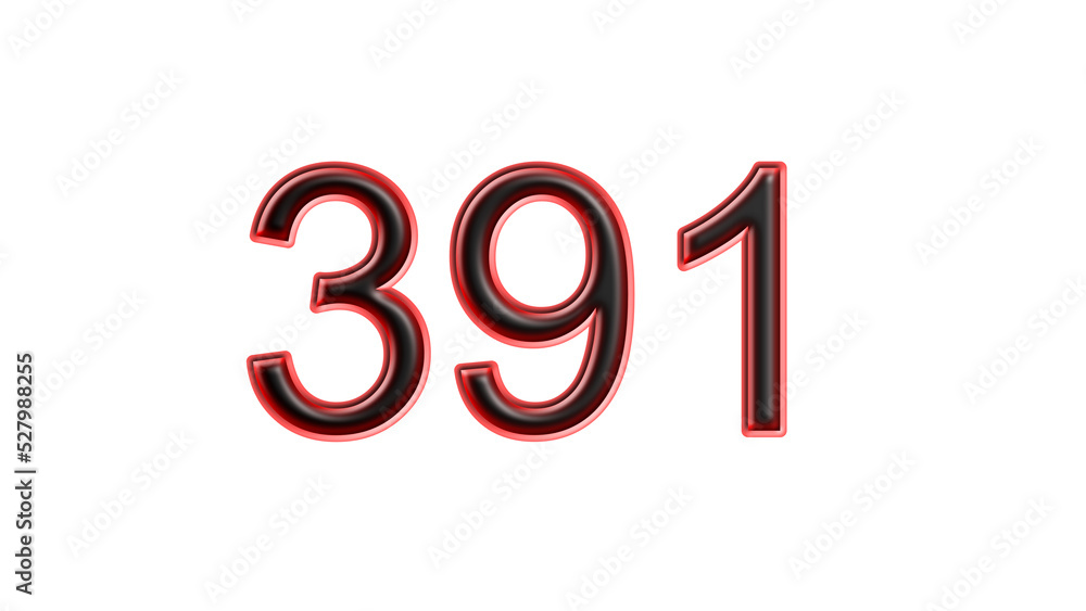 red 391 number 3d effect white background red 391 number 3d effect white background