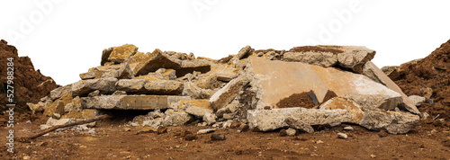 Foto Isolate Ruins, many old concrete blocks which have been demolished and demolished roads for renovation and dumped on the ground to prepare for filling the area of rivers and canals common in rural