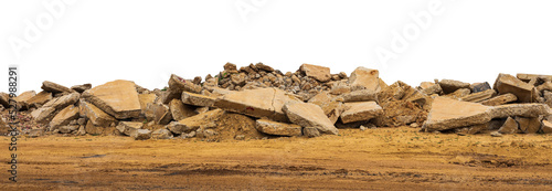 Isolate Ruins, many old concrete blocks which have been demolished and demolished roads for renovation and dumped on the ground to prepare for filling the area of rivers and canals common in rural.