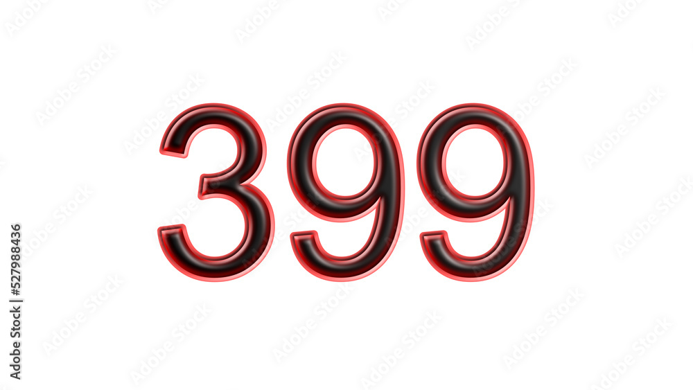 red 399 number 3d effect white background red 399 number 3d effect white background