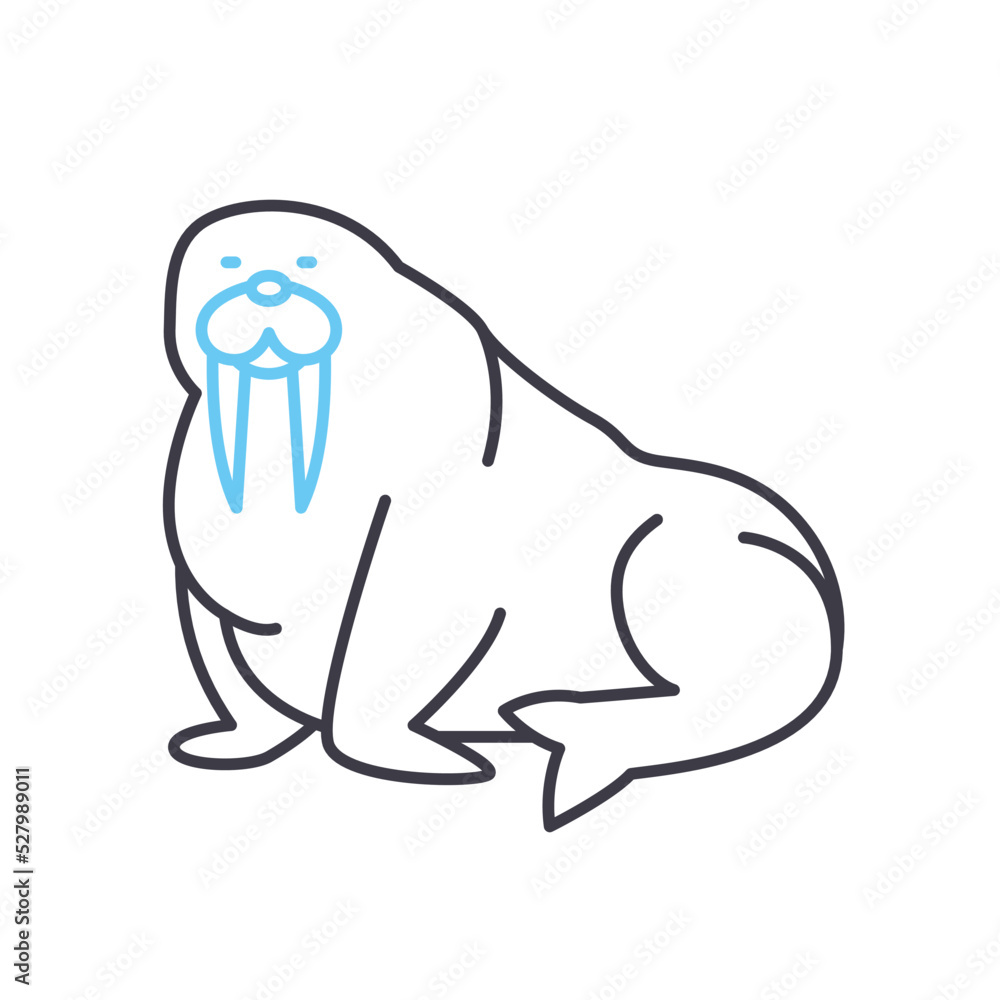 walrus line icon, outline symbol, vector illustration, concept sign walrus line icon, outline symbol, vector illustration, concept sign