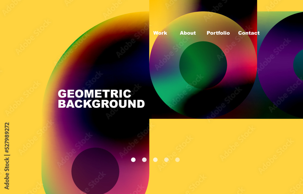 Website landing page abstract geometric background. Circles and round shapes. Web page for website or mobile app wallpaper Website landing page abstract geometric background. Circles and round shapes. Web page for website or mobile app wallpaper