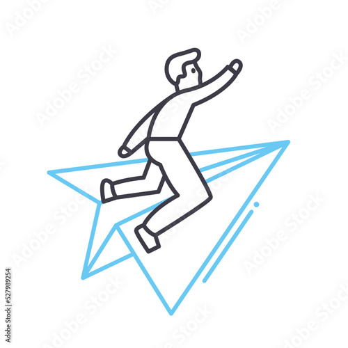 vision mission line icon, outline symbol, vector illustration, concept sign
