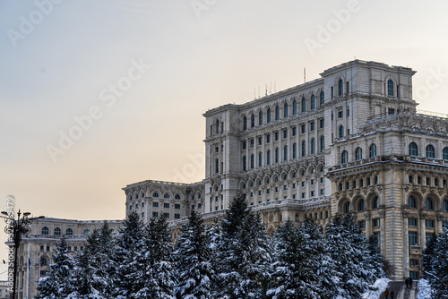 Palace of the Parliament, Bucharest, Romania - winter scene photo
