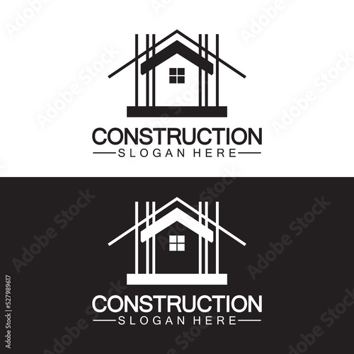Construction, home repair, and Building Concept Logo Design, Home building Construction vector logo template