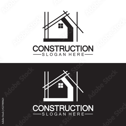 Construction, home repair, and Building Concept Logo Design, Home building Construction vector logo template