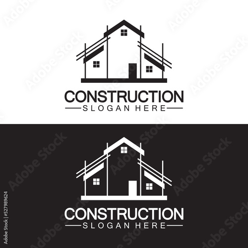 Construction, home repair, and Building Concept Logo Design, Home building Construction vector logo template