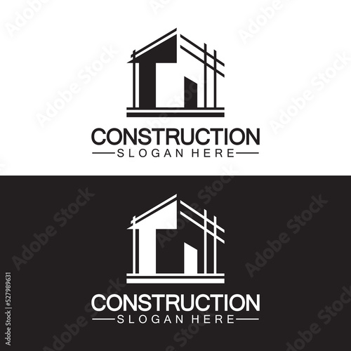 Construction, home repair, and Building Concept Logo Design, Home building Construction vector logo template