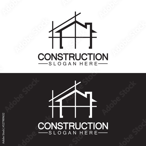 Construction, home repair, and Building Concept Logo Design, Home building Construction vector logo template