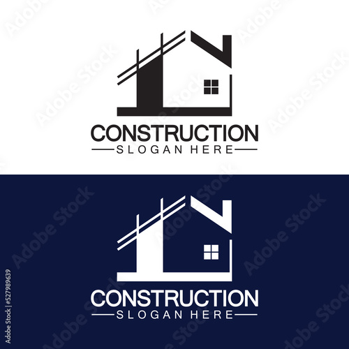 Construction, home repair, and Building Concept Logo Design, Home building Construction vector logo template