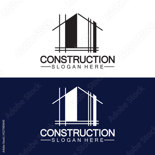 Construction, home repair, and Building Concept Logo Design, Home building Construction vector logo template