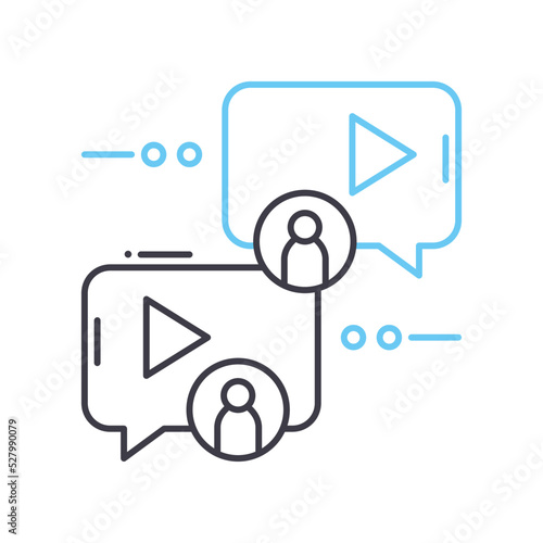 video chart line icon, outline symbol, vector illustration, concept sign