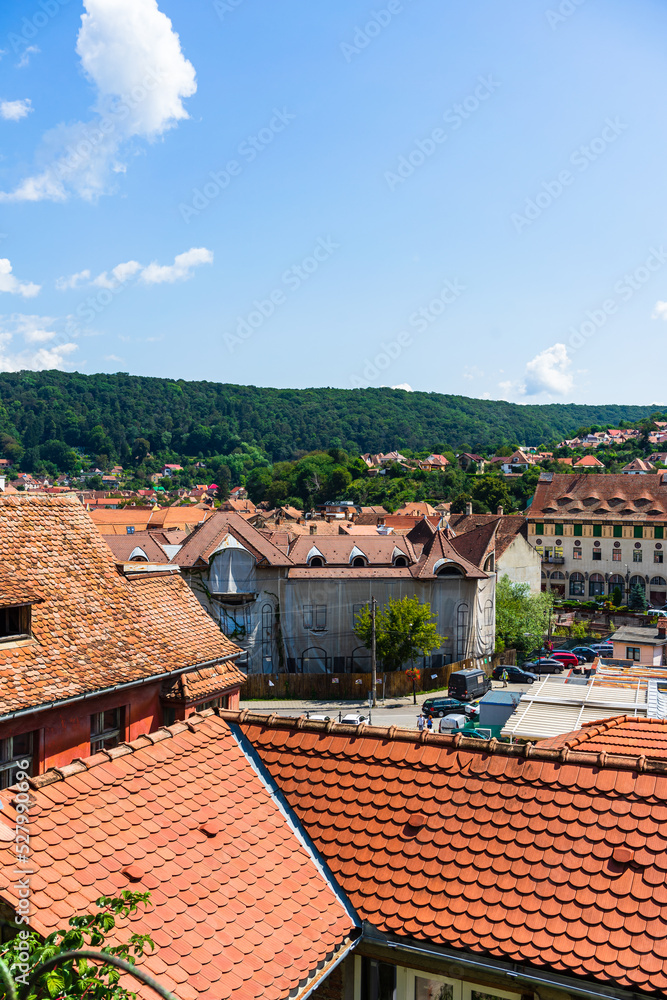 Panoramic landscape of the old town of Sighisoara, Transylvania