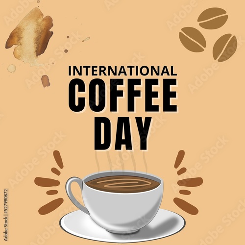Creative illustration design for social media templates to celebrate International Coffee Day on October 1. This design is also suitable for graphic resources.