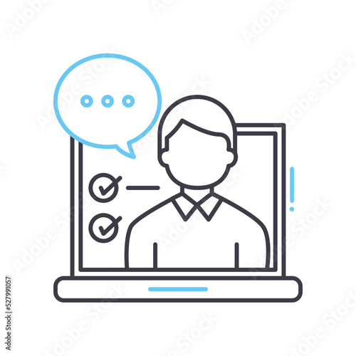 video interview line icon, outline symbol, vector illustration, concept sign