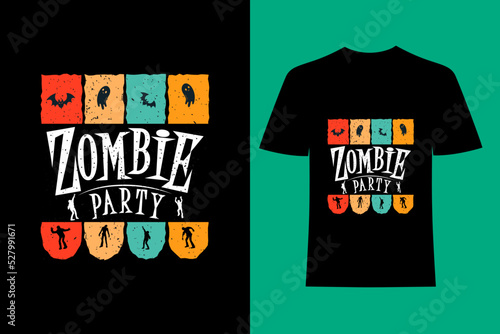 Zombie Party Halloween t-shirt design .