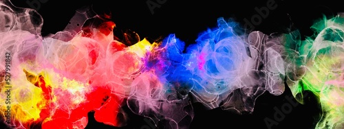 Colored smoke background made with alcohol ink technique  waving flame pattern  marble motion  mixed colors