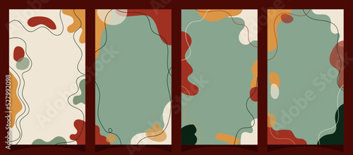Set of Hand drawn minimal background with autumn color, for social media story and flyer background, simple plat vector design