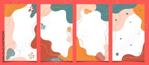Set of Hand drawn minimal background with autumn color, for social media story and flyer background, simple plat vector design