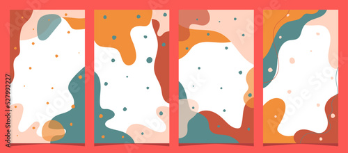 Set of Hand drawn minimal background with autumn color, for social media story and flyer background, simple plat vector design