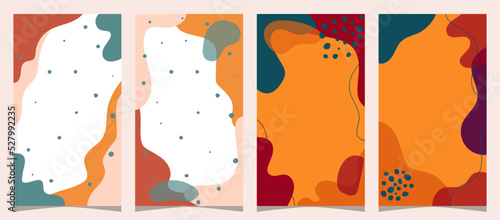 Set of Hand drawn minimal background with autumn color, for social media story and flyer background, simple plat vector design
