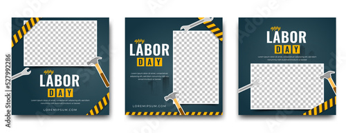 Set of labor day square banner template. Usable for social media post, cover, and web