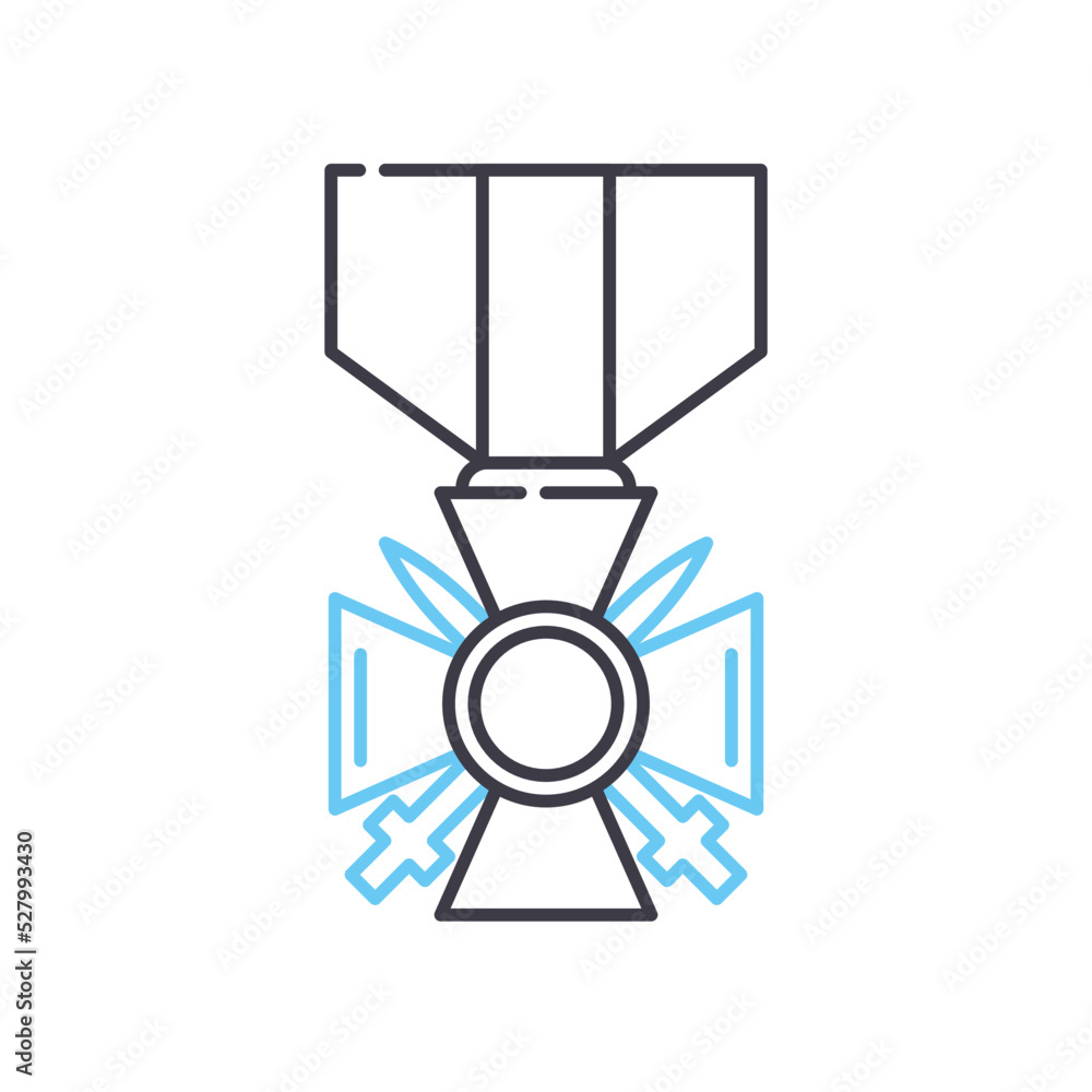 valor medal line icon, outline symbol, vector illustration, concept sign valor medal line icon, outline symbol, vector illustration, concept sign