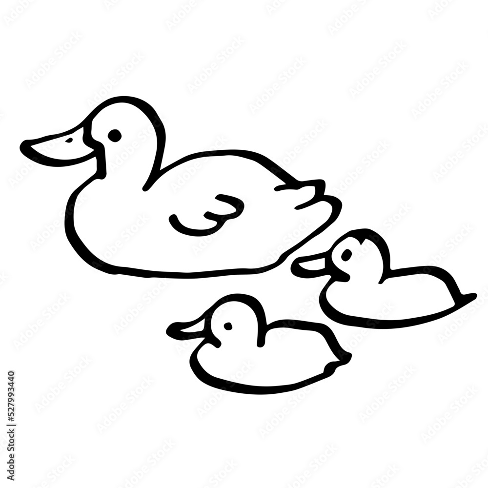 A simple duck and ducklings hand drawn icon A simple duck and ducklings hand drawn icon
