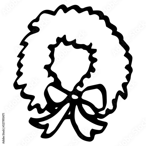 A simple hand drawn holiday wreath icon