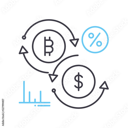 usd rate line icon, outline symbol, vector illustration, concept sign