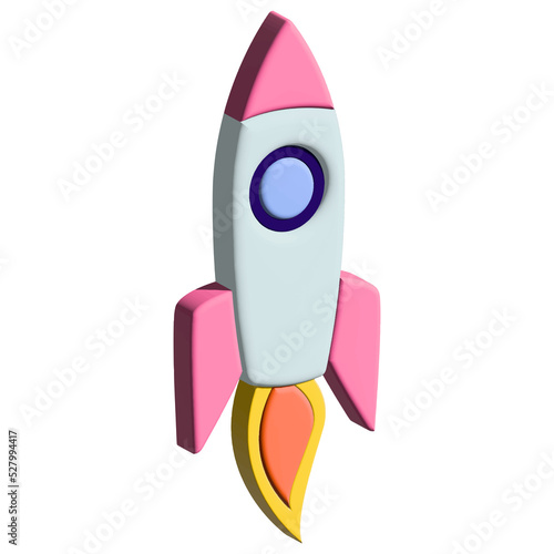 Rocket 3d. Spaceship 3d vector. Start up 3d concept.