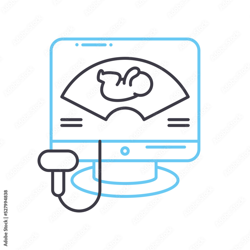 ultrasound line icon, outline symbol, vector illustration, concept sign