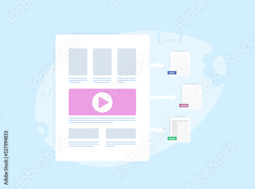 Web scraping with data extraction concept. Automatically searching, parsing and reformatted data from website
