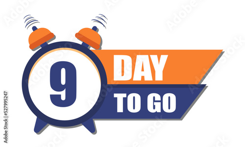 Nine days to go last countdown for offer, sales, discount. Vector typographic design. vector illustration.