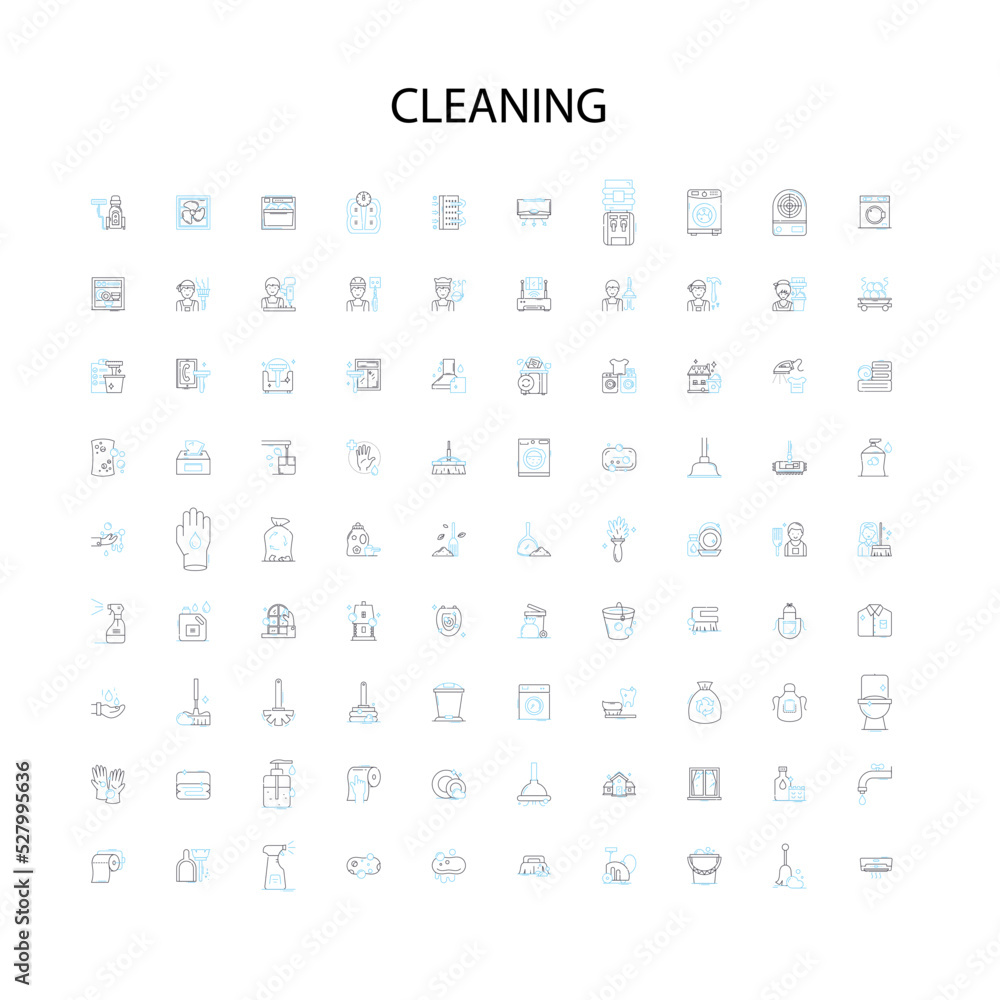 cleaning icons, signs, outline symbols, concept linear illustration line collection cleaning icons, signs, outline symbols, concept linear illustration line collection