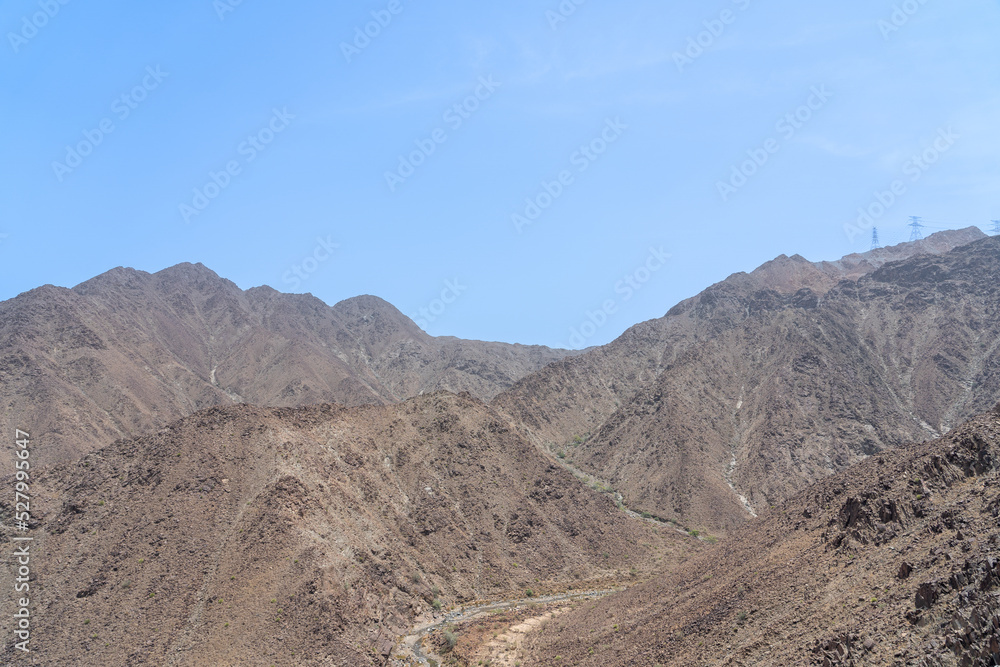 Landscape of brown mountains in the desert
