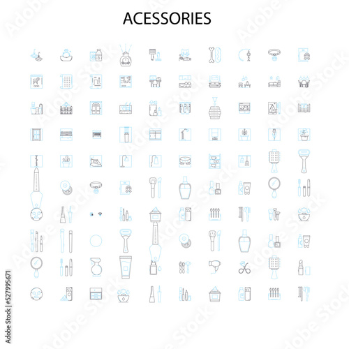 acessories icons, signs, outline symbols, concept linear illustration line collection