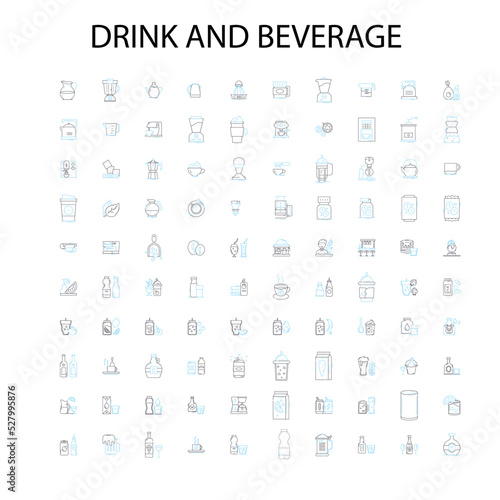 drink and beverage icons  signs  outline symbols  concept linear illustration line collection