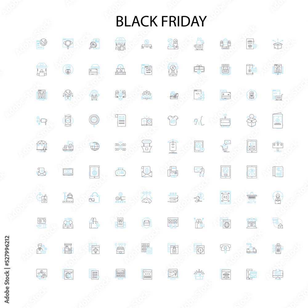 black friday icons, signs, outline symbols, concept linear illustration line collection black friday icons, signs, outline symbols, concept linear illustration line collection