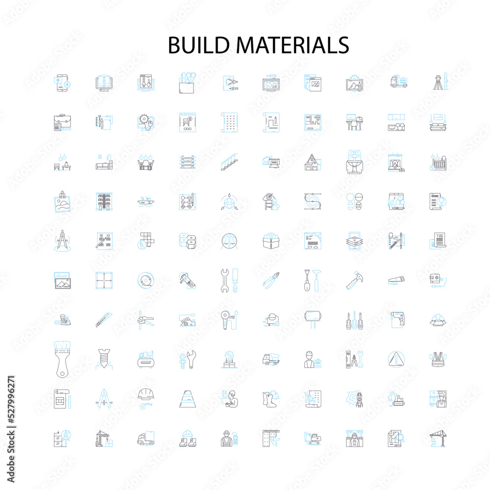 build materials icons, signs, outline symbols, concept linear illustration line collection build materials icons, signs, outline symbols, concept linear illustration line collection